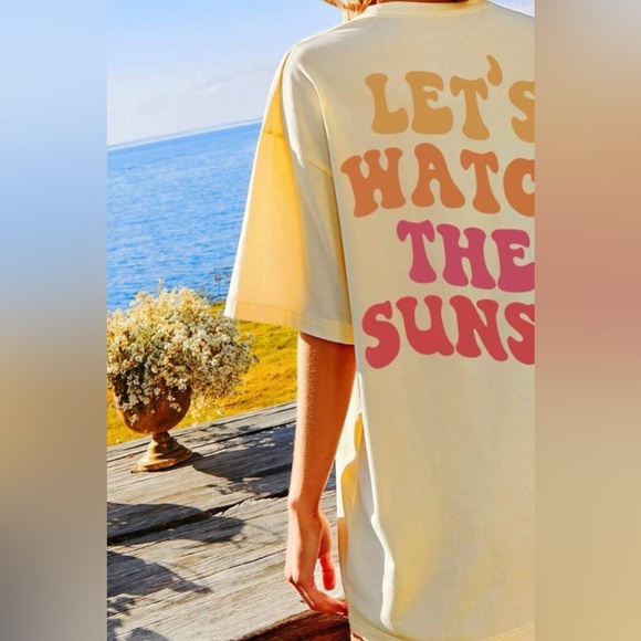 LET'S WATCH THE SUNSET Round Neck T-Shirt - Picture 4 of 5